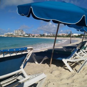 Umbrella and two chairs